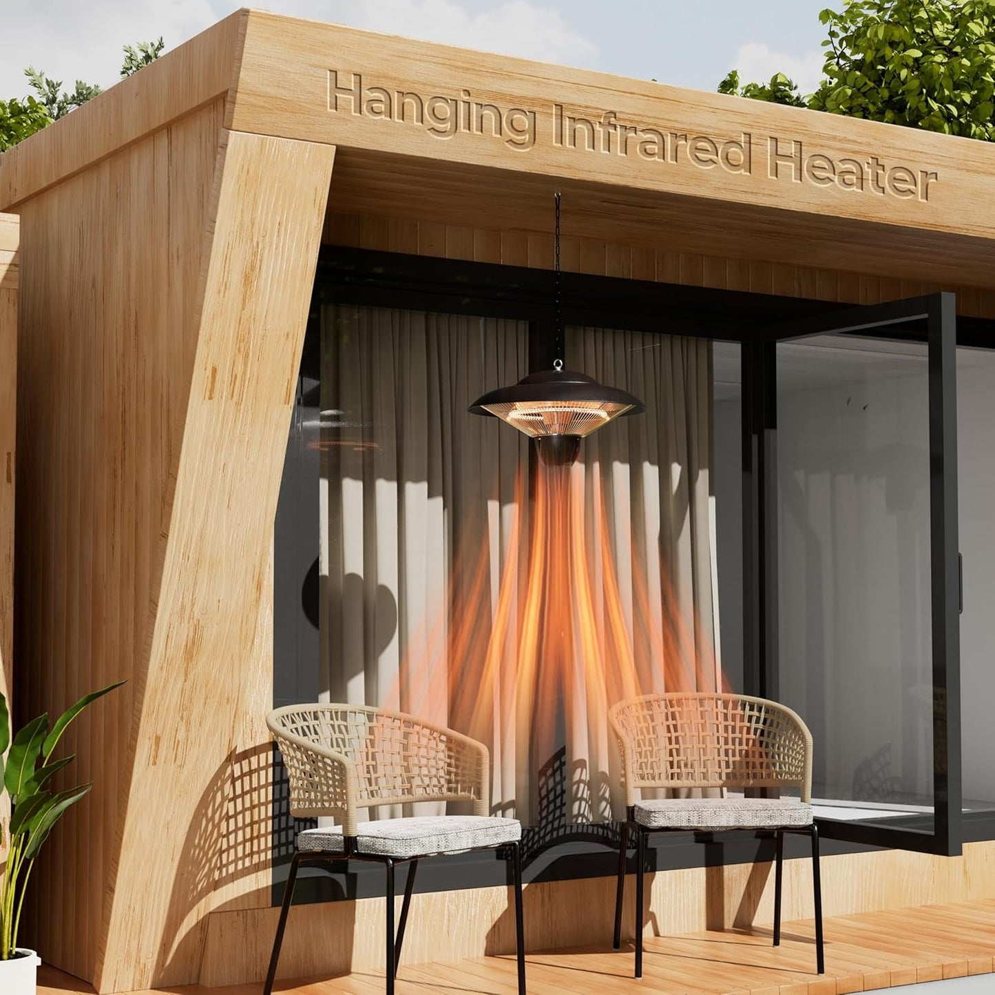 Outdoor Patio Heater, 1500W Electric Hanging Heater, Ceiling Mounted
