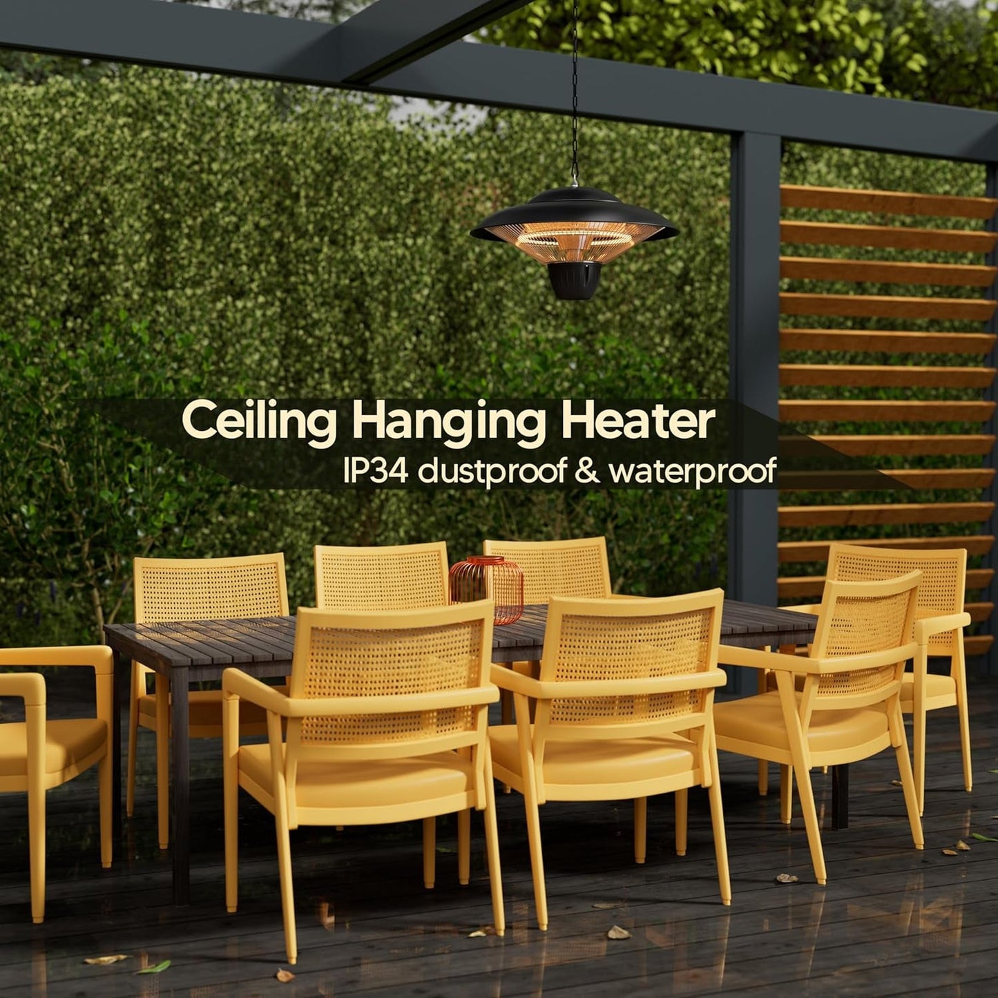 Outdoor Patio Heater, 1500W Electric Hanging Heater, Ceiling Mounted
